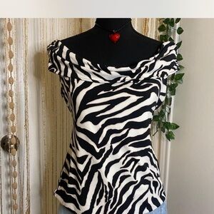 White House black market Black and White Zebra Print Women's Top